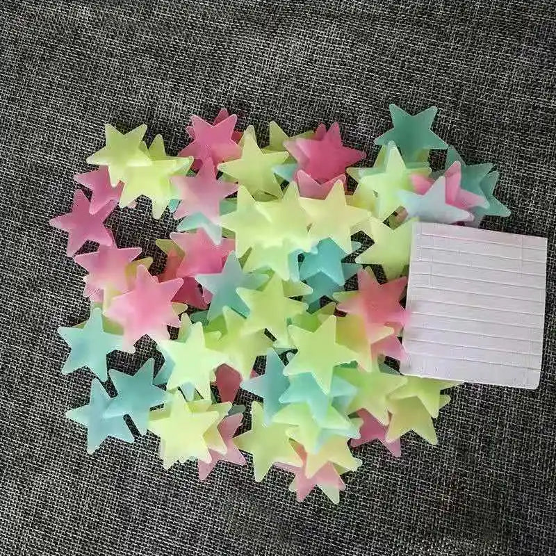 3D Hollow Star Energy Storage Fluorescent Glow In The dark Luminous On Wall Stickers For Kids Room living Room Decal