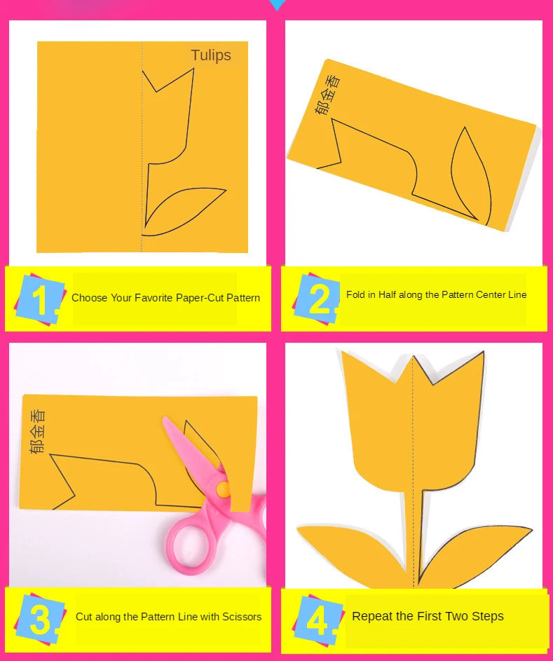 96Pcs/48Pcs Kids Cartoon Color Paper Folding and Cutting Toys Child Kingergarden Art Craft DIY Educational Toy kids craft