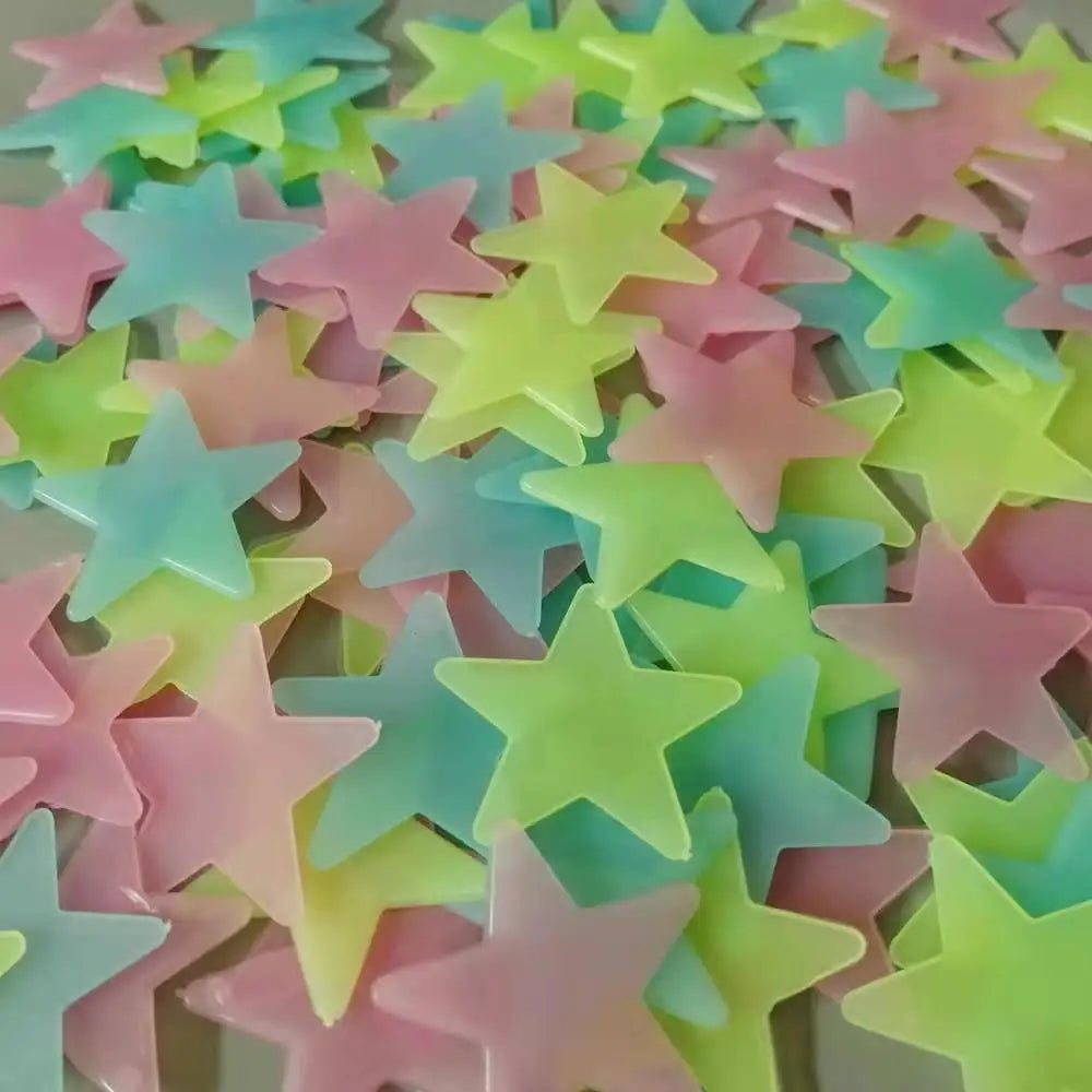 3D Hollow Star Energy Storage Fluorescent Glow In The dark Luminous On Wall Stickers For Kids Room living Room Decal