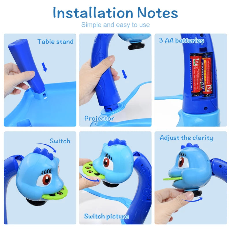 Kids Painting Board Toys Children LED Projector Art Painting Table Desk Arts Toy Educational Learning Paint Toy Birthday Gift