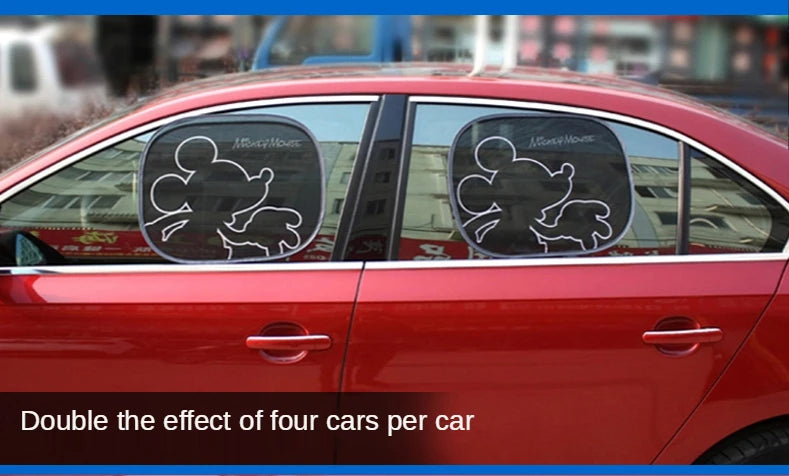 2pcs Disney Mickey Mouse Car Curtain Car Accessories Front Window Sunshade  Shades Rear Window Sunshades Cover Mesh Visor Shield