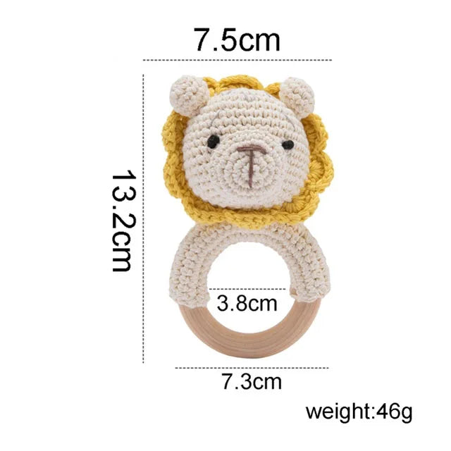 Baby Crochet Animal Rattle Wooden Toys for Children BPA Free Wood Rattle Baby Teether Stroller Game Educational Toy Newborn Gift