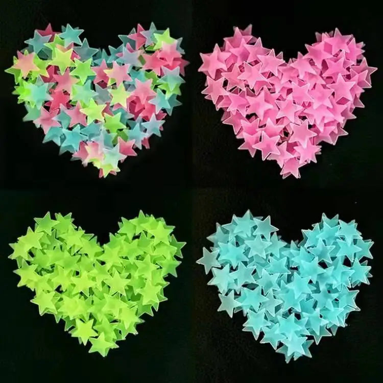 3D Hollow Star Energy Storage Fluorescent Glow In The dark Luminous On Wall Stickers For Kids Room living Room Decal