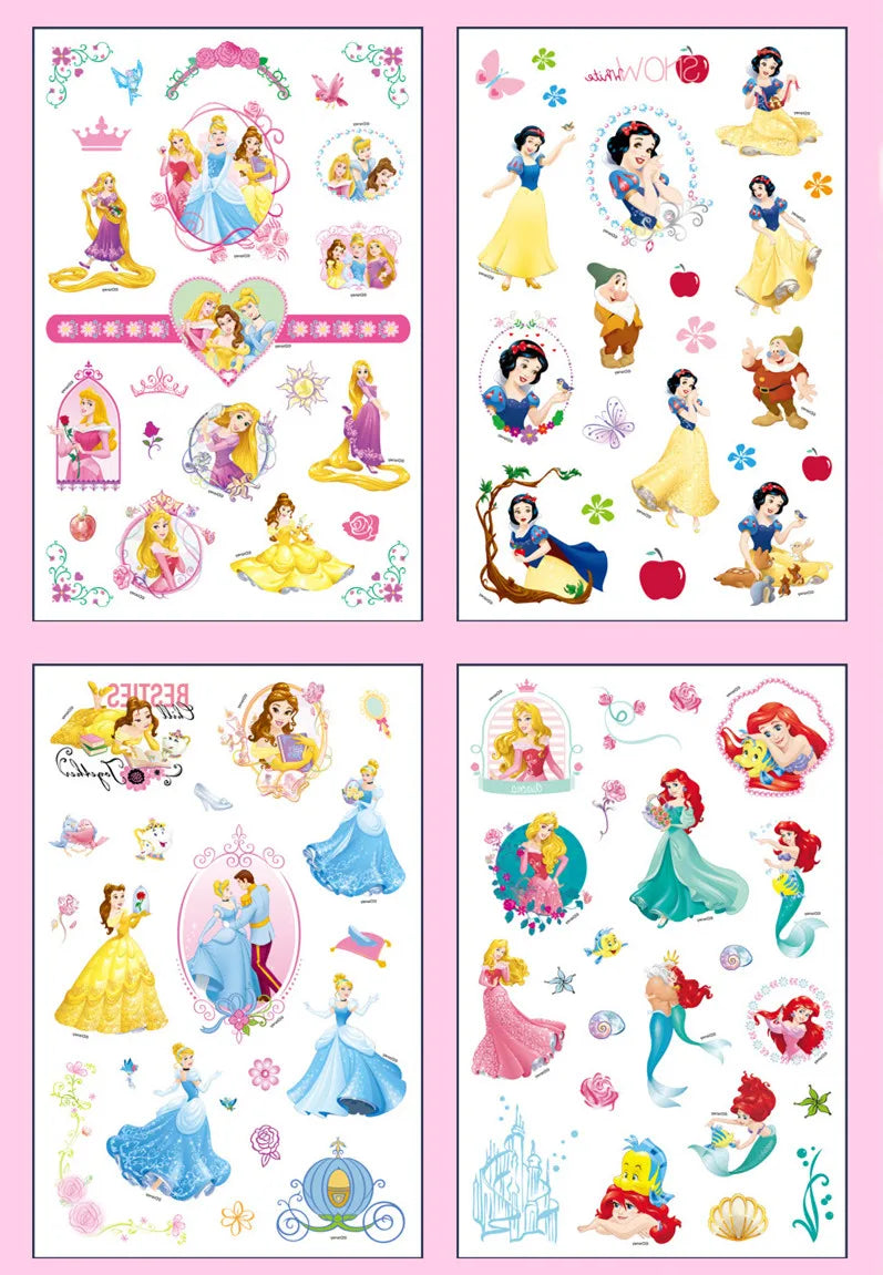 Disney Child Temporary Tattoo Stickers Toy Princess Frozen Elsa Mickey Mouse Stitch Body Art Waterproof Tattoo Stickers Gift Box
