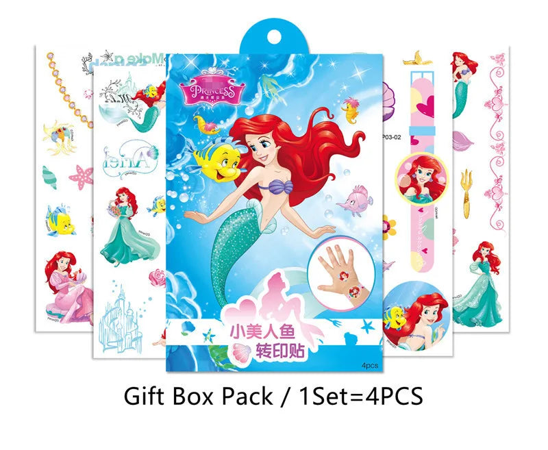 Disney Child Temporary Tattoo Stickers Toy Princess Frozen Elsa Mickey Mouse Stitch Body Art Waterproof Tattoo Stickers Gift Box