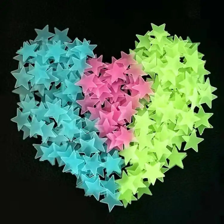 3D Hollow Star Energy Storage Fluorescent Glow In The dark Luminous On Wall Stickers For Kids Room living Room Decal