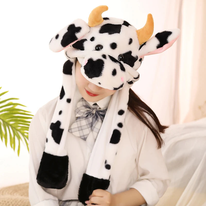 Cartoon Bunny Ear Move Hat Jumping up Toys Rabbit Girls Animal Plush Costume Cosplay Cap Kids Party for Adult Funny Anime Hat