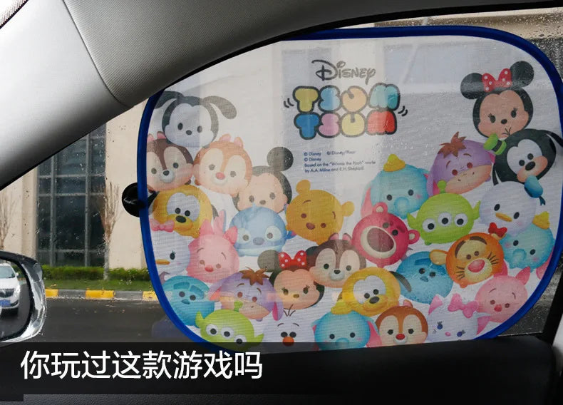 2pcs Disney Mickey Mouse Car Curtain Car Accessories Front Window Sunshade  Shades Rear Window Sunshades Cover Mesh Visor Shield