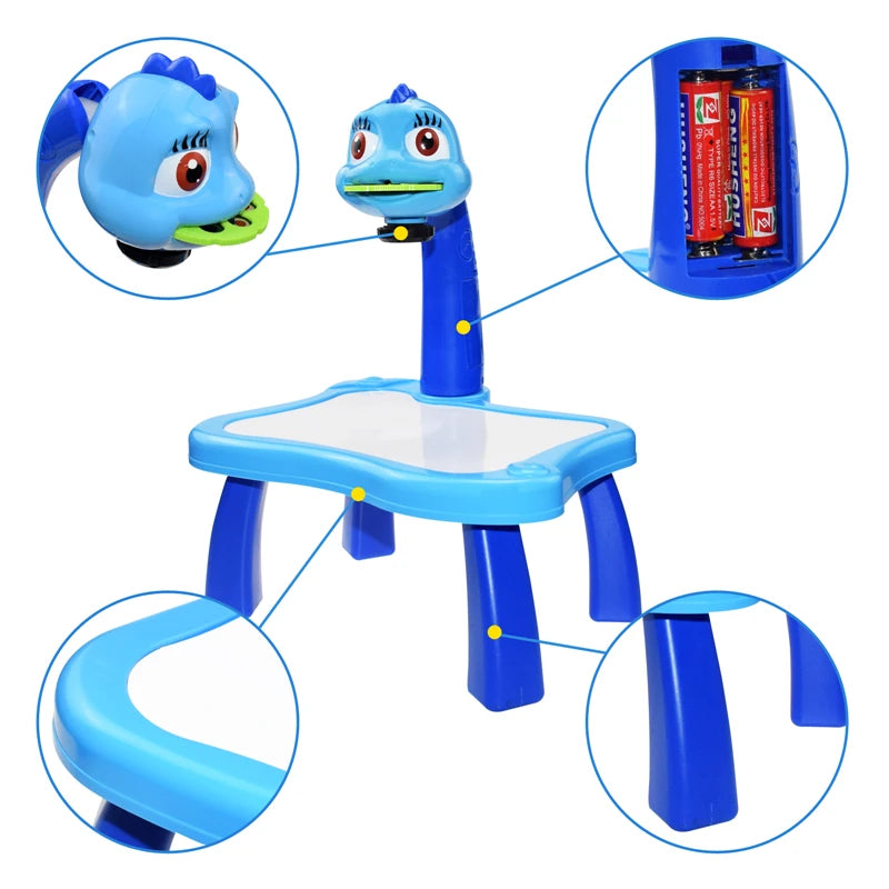 Kids Painting Board Toys Children LED Projector Art Painting Table Desk Arts Toy Educational Learning Paint Toy Birthday Gift