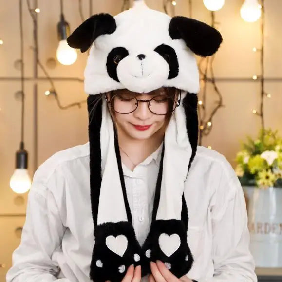 Cartoon Bunny Ear Move Hat Jumping up Toys Rabbit Girls Animal Plush Costume Cosplay Cap Kids Party for Adult Funny Anime Hat