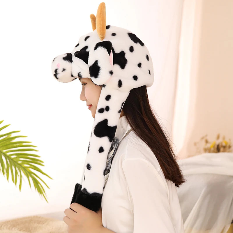 Cartoon Bunny Ear Move Hat Jumping up Toys Rabbit Girls Animal Plush Costume Cosplay Cap Kids Party for Adult Funny Anime Hat