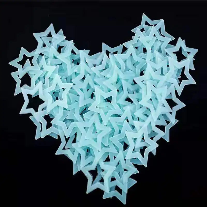 3D Hollow Star Energy Storage Fluorescent Glow In The dark Luminous On Wall Stickers For Kids Room living Room Decal