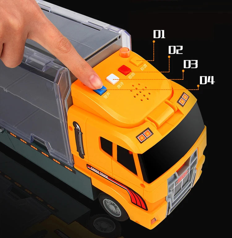 Big Construction Car with 6pcs Mini Cars Kids Toy Container Transporter Engineering Vehicle Fire Truck Racing Car Children Gifts