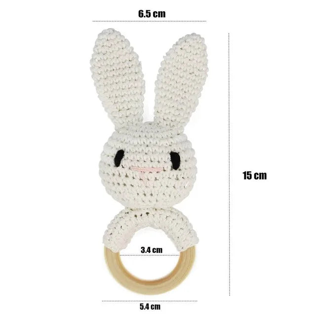 Baby Crochet Animal Rattle Wooden Toys for Children BPA Free Wood Rattle Baby Teether Stroller Game Educational Toy Newborn Gift