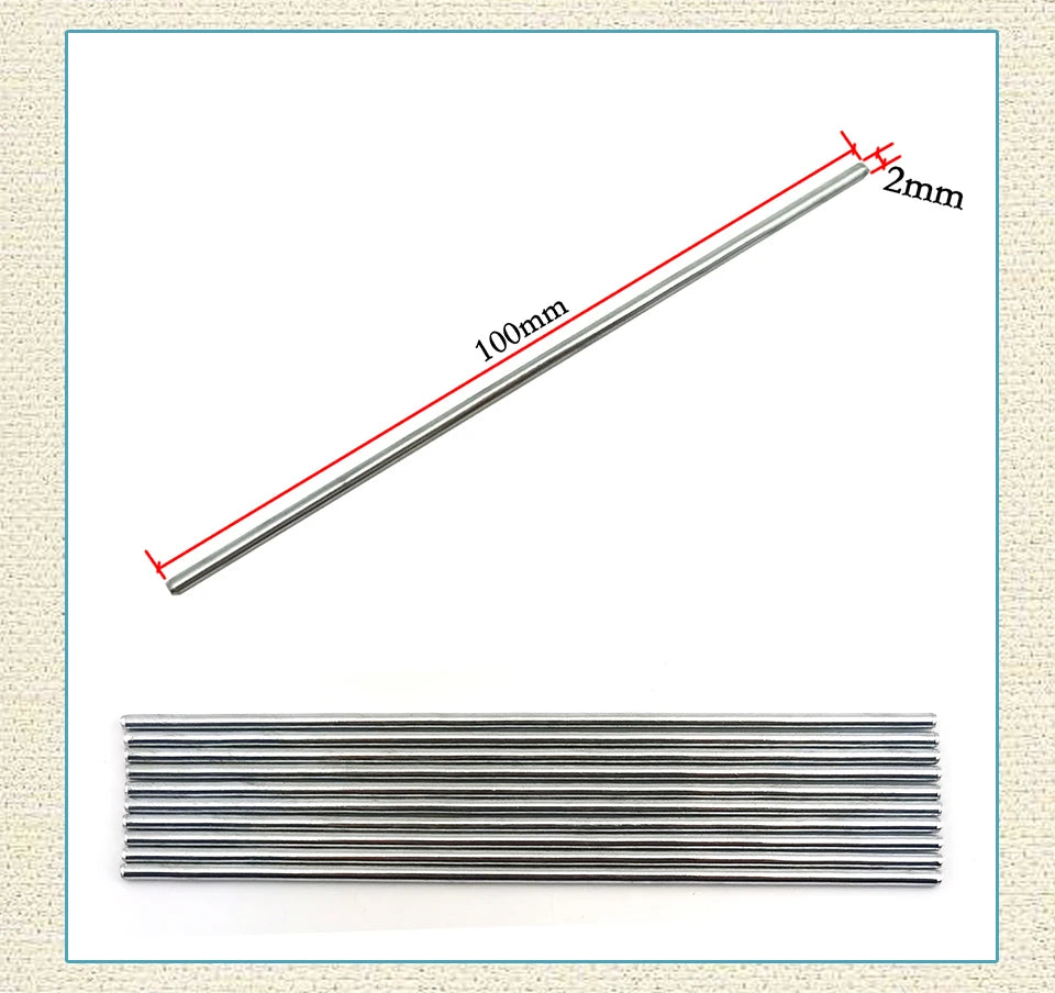 10pcs RC Silver Steel Rod shaft Axles Straight Metal Round Linear Rail Round Length 30 50 70 100 110 150mm * Diameter 2mm