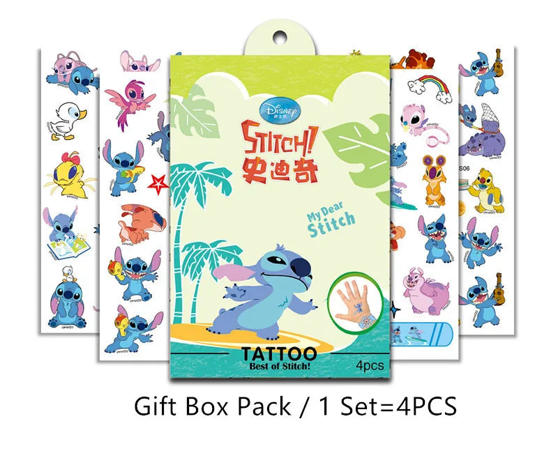 Disney Child Temporary Tattoo Stickers Toy Princess Frozen Elsa Mickey Mouse Stitch Body Art Waterproof Tattoo Stickers Gift Box