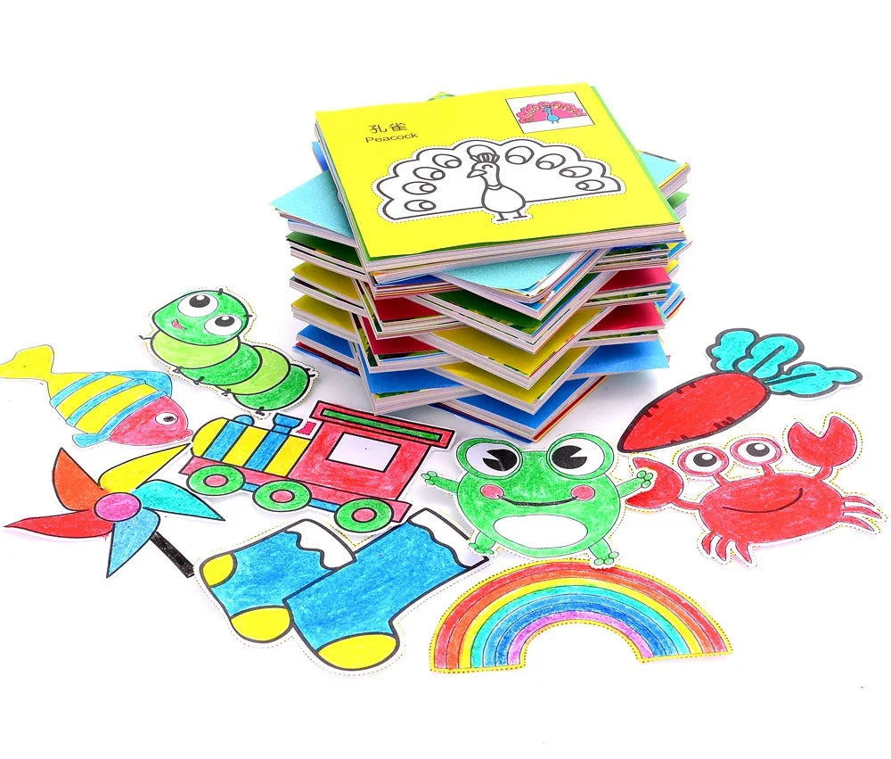 96Pcs/48Pcs Kids Cartoon Color Paper Folding and Cutting Toys Child Kingergarden Art Craft DIY Educational Toy kids craft