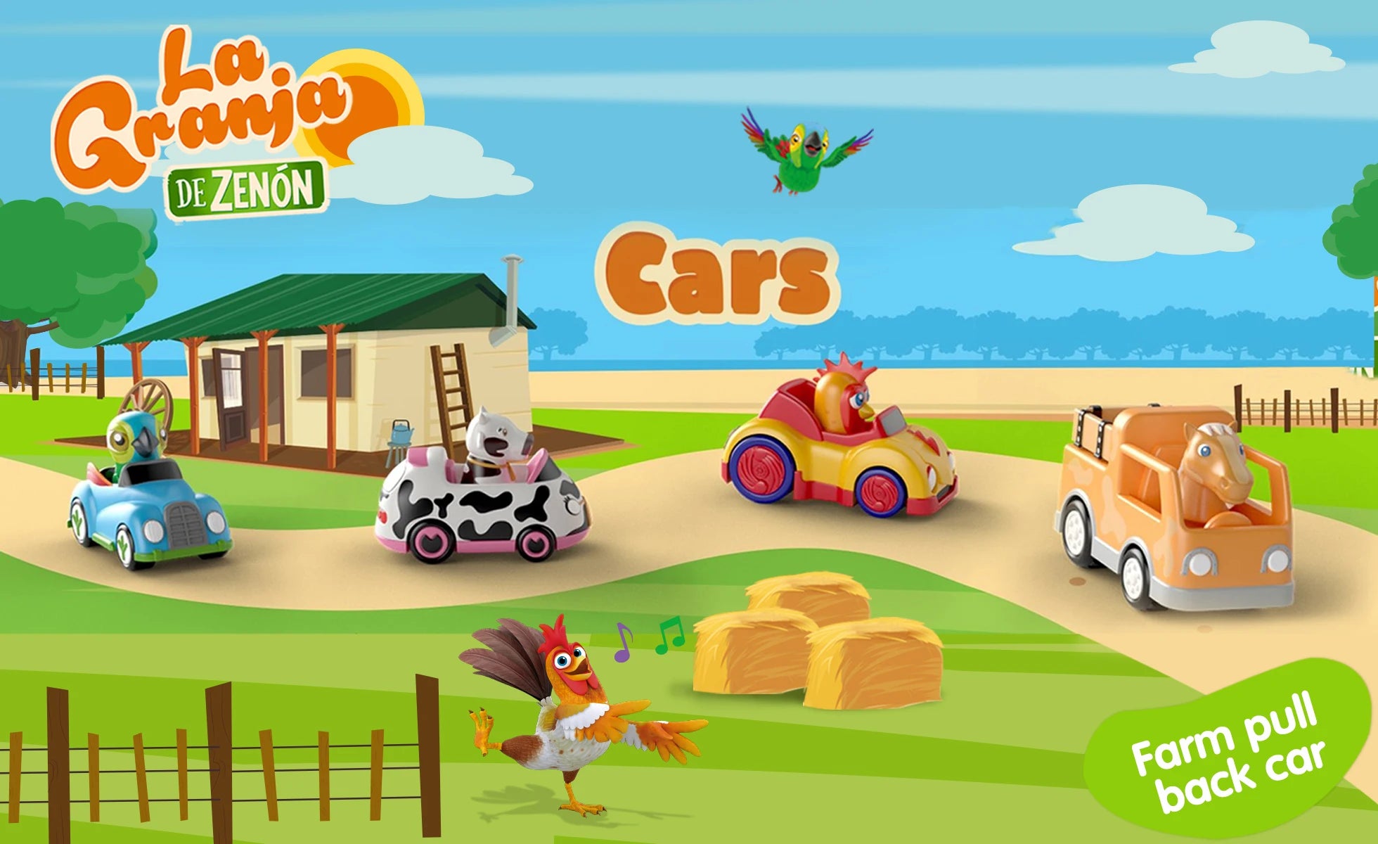 La Granja De Zenon Kids Toy Car Bartolito Car Pull Back Car Toys Inertia Car Set Boys Girls Toys 1-3 Years Old Birthday Gift