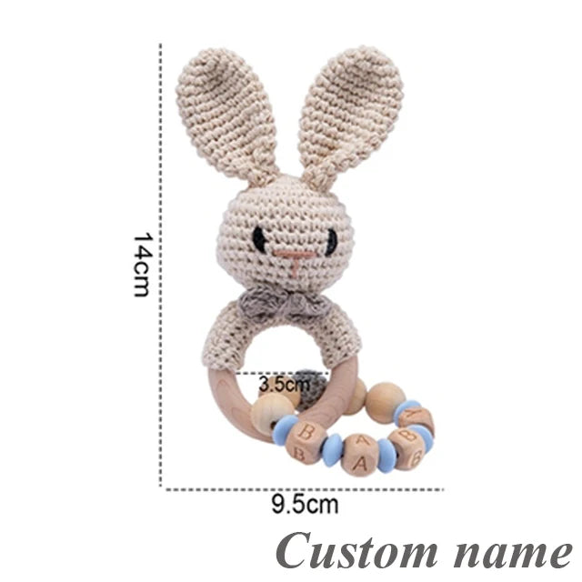Baby Crochet Animal Rattle Wooden Toys for Children BPA Free Wood Rattle Baby Teether Stroller Game Educational Toy Newborn Gift