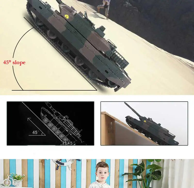 RC Tank Remote Control Tank Rechargeable 1/20 9CH 40CM Camouflage 27Mhz Infrared Electric Toys For Boys Birthday Gifts