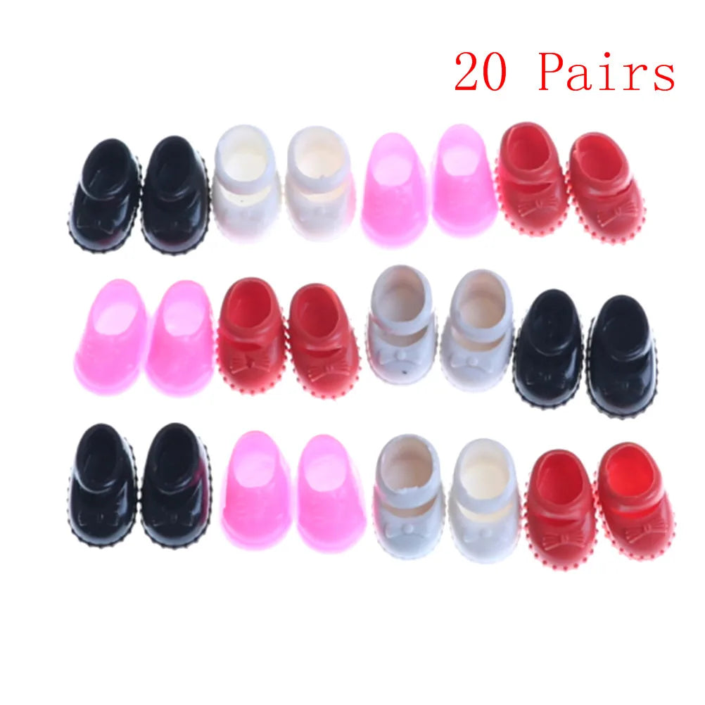 20pairs Fashion Colorful Assorted Shoes Multi-Style Cute Mini Doll Shoes for   Doll with Different Styles