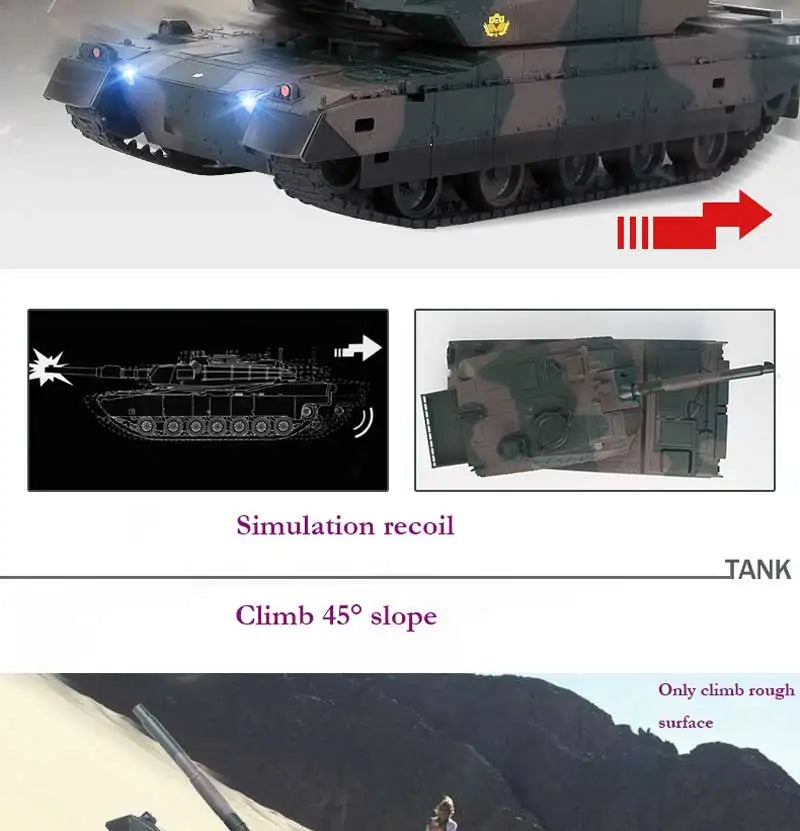 RC Tank Remote Control Tank Rechargeable 1/20 9CH 40CM Camouflage 27Mhz Infrared Electric Toys For Boys Birthday Gifts