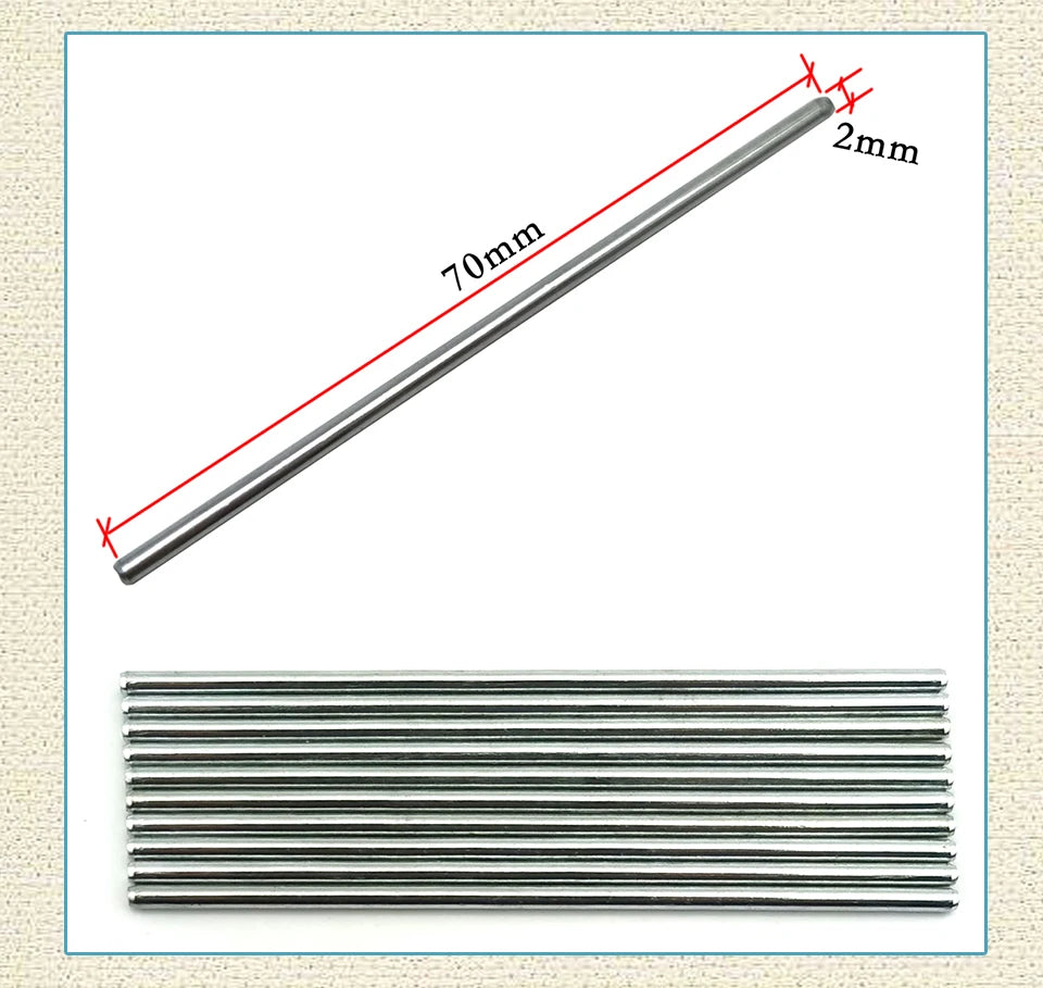 10pcs RC Silver Steel Rod shaft Axles Straight Metal Round Linear Rail Round Length 30 50 70 100 110 150mm * Diameter 2mm