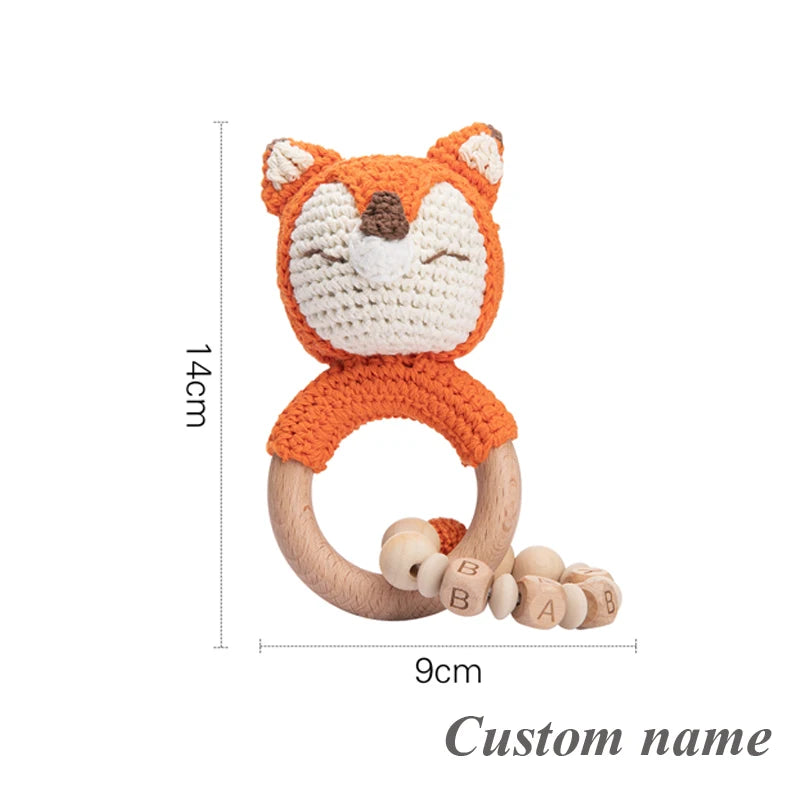 Baby Crochet Animal Rattle Wooden Toys for Children BPA Free Wood Rattle Baby Teether Stroller Game Educational Toy Newborn Gift
