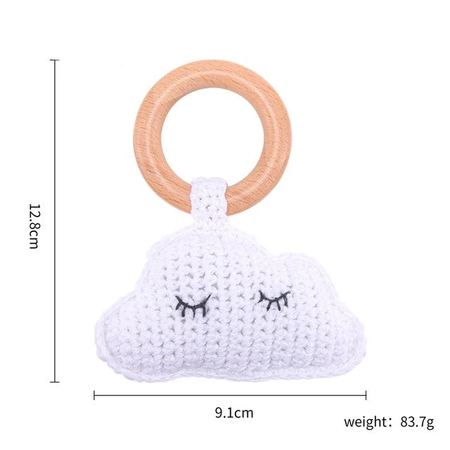 Baby Crochet Animal Rattle Wooden Toys for Children BPA Free Wood Rattle Baby Teether Stroller Game Educational Toy Newborn Gift