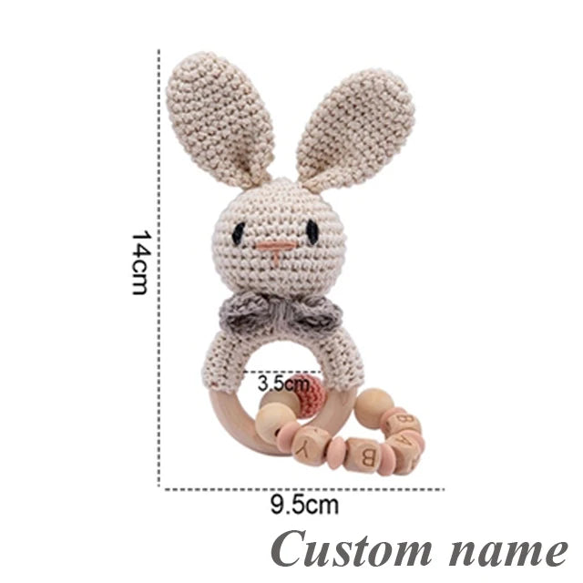 Baby Crochet Animal Rattle Wooden Toys for Children BPA Free Wood Rattle Baby Teether Stroller Game Educational Toy Newborn Gift