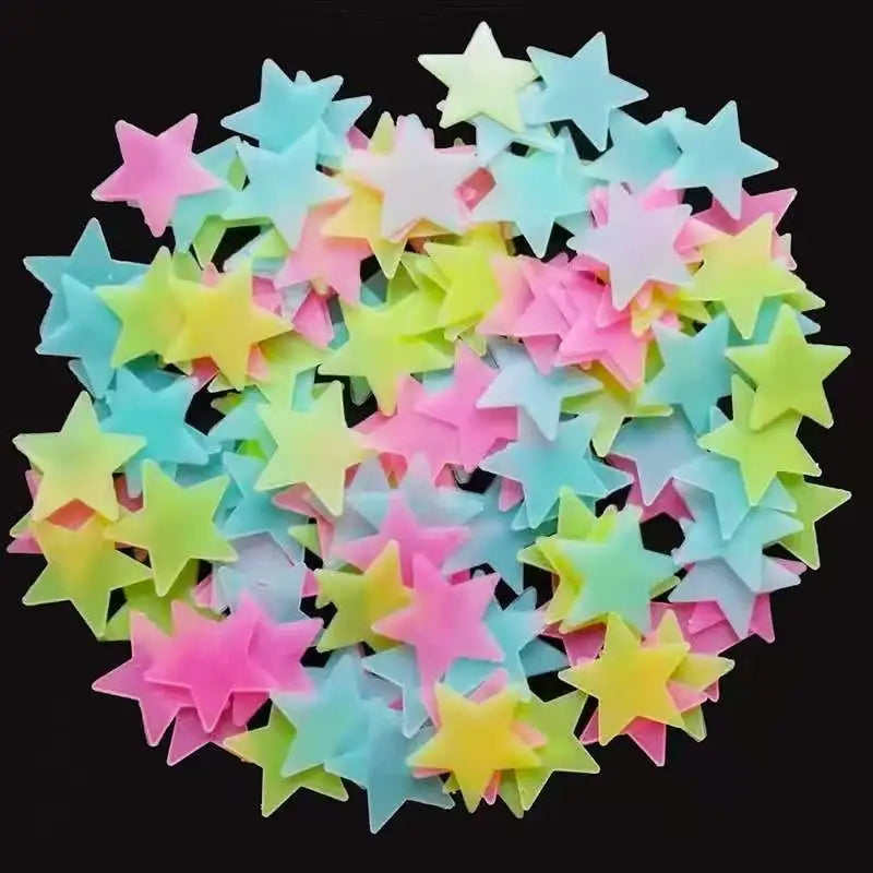 3D Hollow Star Energy Storage Fluorescent Glow In The dark Luminous On Wall Stickers For Kids Room living Room Decal
