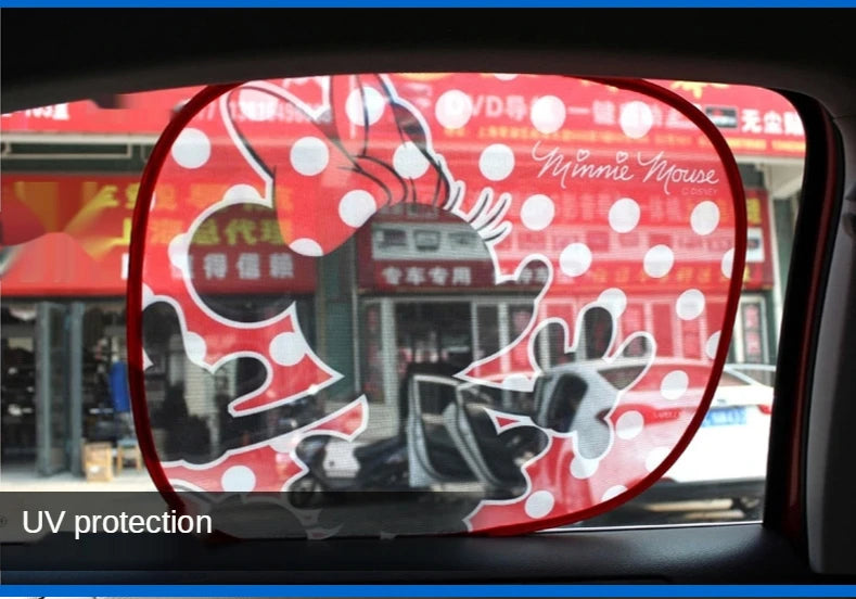 2pcs Disney Mickey Mouse Car Curtain Car Accessories Front Window Sunshade  Shades Rear Window Sunshades Cover Mesh Visor Shield