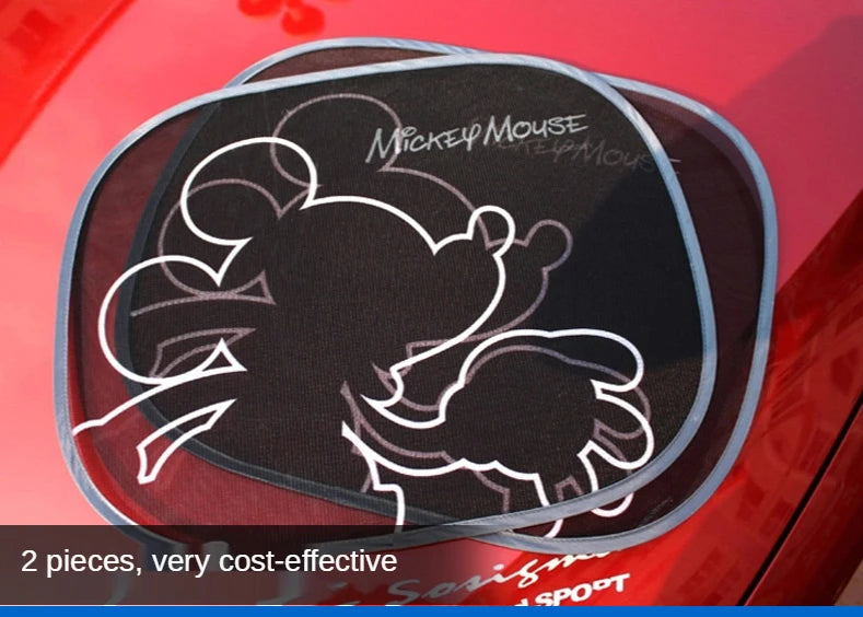 2pcs Disney Mickey Mouse Car Curtain Car Accessories Front Window Sunshade  Shades Rear Window Sunshades Cover Mesh Visor Shield