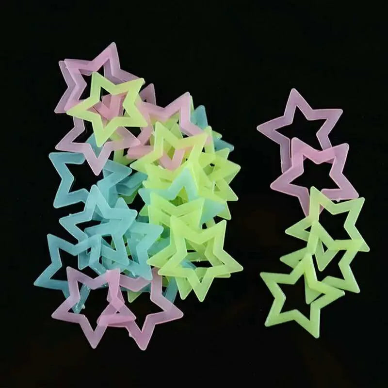 3D Hollow Star Energy Storage Fluorescent Glow In The dark Luminous On Wall Stickers For Kids Room living Room Decal