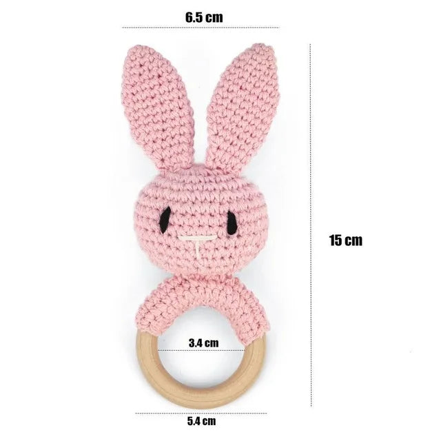 Baby Crochet Animal Rattle Wooden Toys for Children BPA Free Wood Rattle Baby Teether Stroller Game Educational Toy Newborn Gift