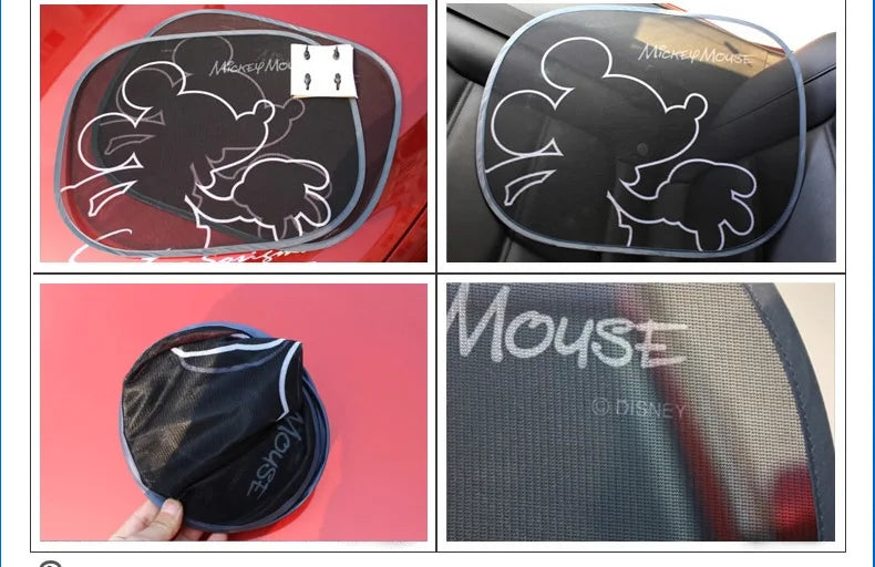 2pcs Disney Mickey Mouse Car Curtain Car Accessories Front Window Sunshade  Shades Rear Window Sunshades Cover Mesh Visor Shield