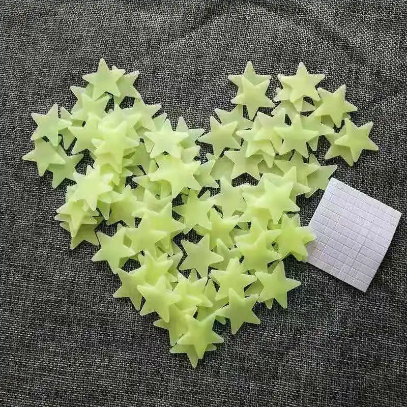 3D Hollow Star Energy Storage Fluorescent Glow In The dark Luminous On Wall Stickers For Kids Room living Room Decal