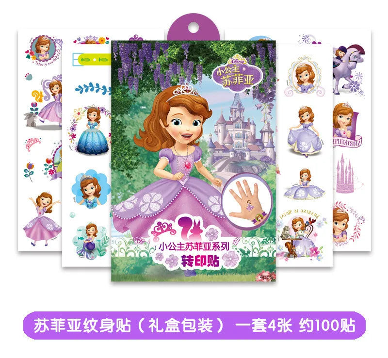 Disney Child Temporary Tattoo Stickers Toy Princess Frozen Elsa Mickey Mouse Stitch Body Art Waterproof Tattoo Stickers Gift Box