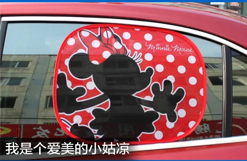 2pcs Disney Mickey Mouse Car Curtain Car Accessories Front Window Sunshade  Shades Rear Window Sunshades Cover Mesh Visor Shield