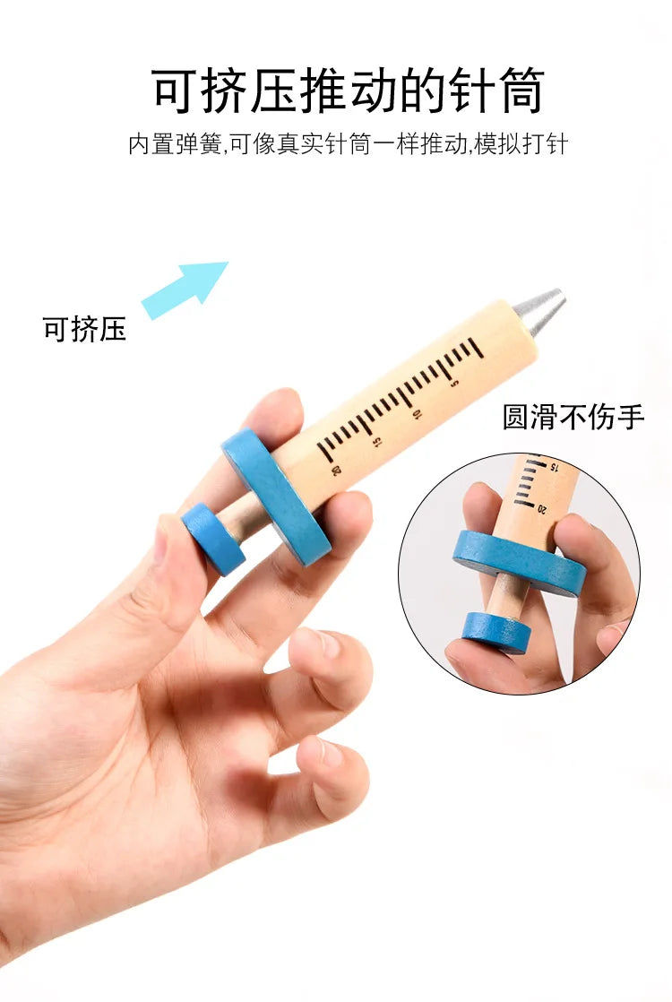 Doctor Toys for Children Set Kids Wooden Pretend Play Kit Games for Girls Boys Red Medical Dentist Medicine Box Cloth Bags Gifts
