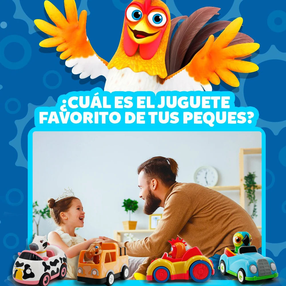 La Granja De Zenon Kids Toy Car Bartolito Car Pull Back Car Toys Inertia Car Set Boys Girls Toys 1-3 Years Old Birthday Gift