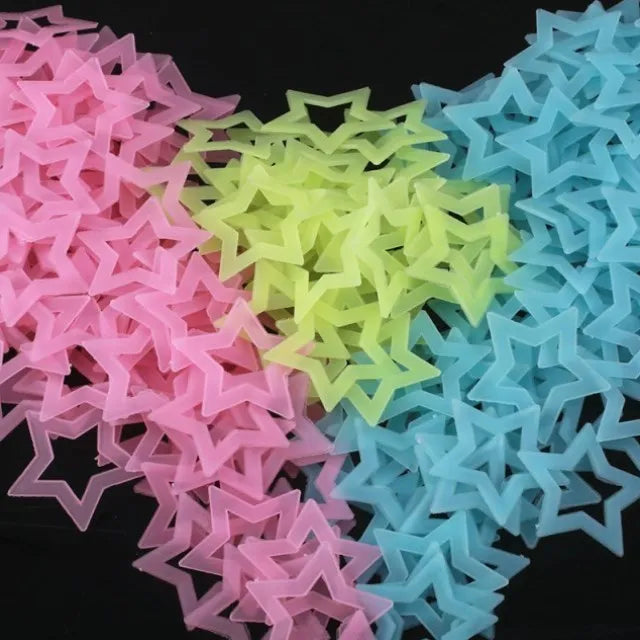 3D Hollow Star Energy Storage Fluorescent Glow In The dark Luminous On Wall Stickers For Kids Room living Room Decal