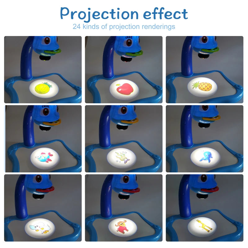 Kids Painting Board Toys Children LED Projector Art Painting Table Desk Arts Toy Educational Learning Paint Toy Birthday Gift