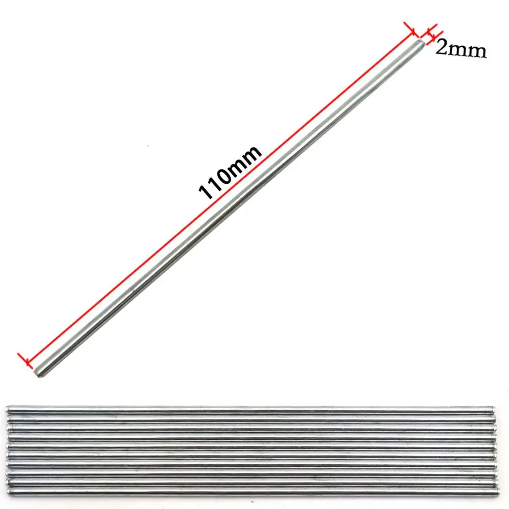 10pcs RC Silver Steel Rod shaft Axles Straight Metal Round Linear Rail Round Length 30 50 70 100 110 150mm * Diameter 2mm