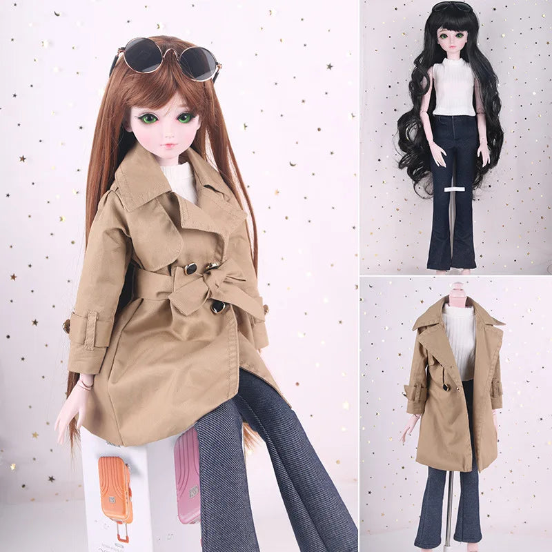 Fashion 1/3 Bjd Doll Dress Casual Handmade Clothes Outfits, Cosplay Clothing ,Overcoat Dress Up Suit For 60cm Yosd Bjd Dolls