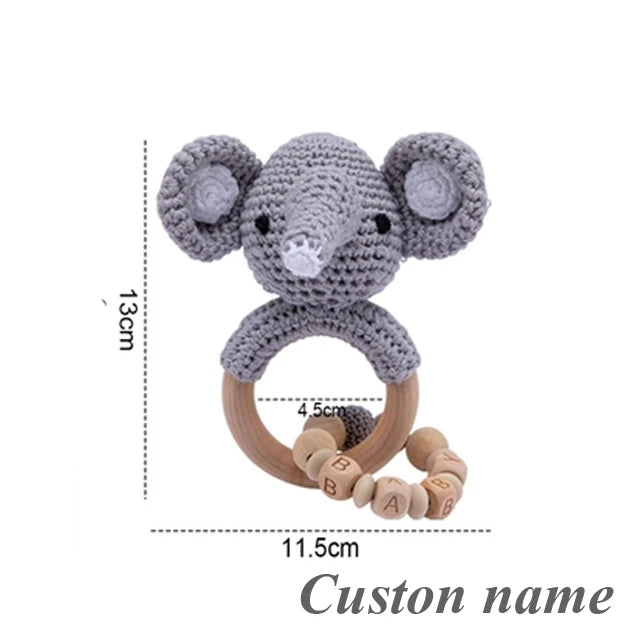 Baby Crochet Animal Rattle Wooden Toys for Children BPA Free Wood Rattle Baby Teether Stroller Game Educational Toy Newborn Gift