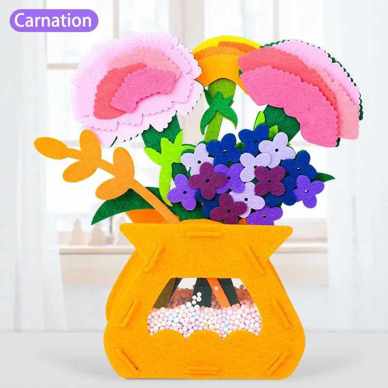 DIY Flower Toys Montessori Arts Crafts Non-weaving Handicrafts Flowerpot Toys for Kids Early Preschool Educational Funny Gifts