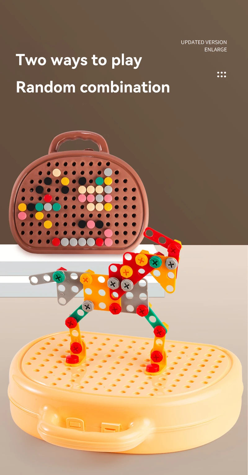Children Electric Drill Toolbox Driller Games Tool Toy for Boys 4 6 Years Old Montessori Screw Puzzle Kid Pretend Play Toys Gift