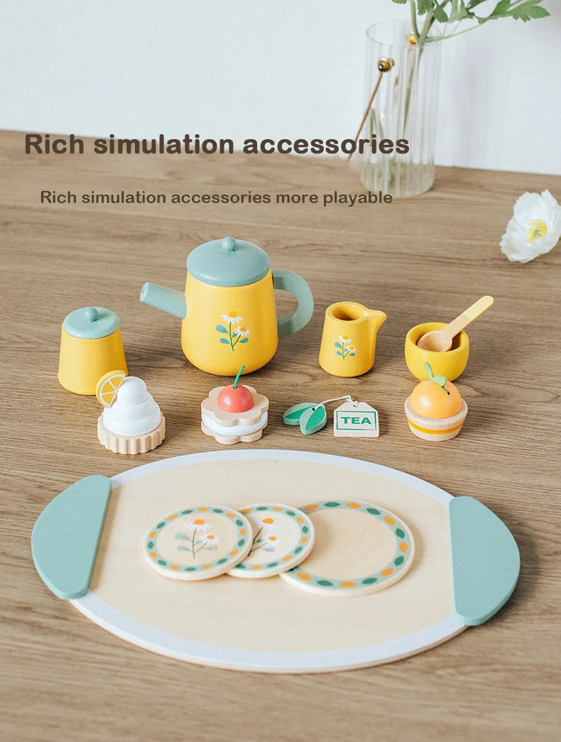 Children's Simulation Royal Afternoon Tea Toys, Early Learning Educational Toys, Wooden Simulation Dessert Cake, Role Playing
