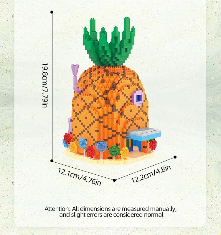 SpongeBob SquarePants Series Building Blocks Krusty Krab Pineapple House Resurrection Island Portrait House Model Bricks Kid Toy